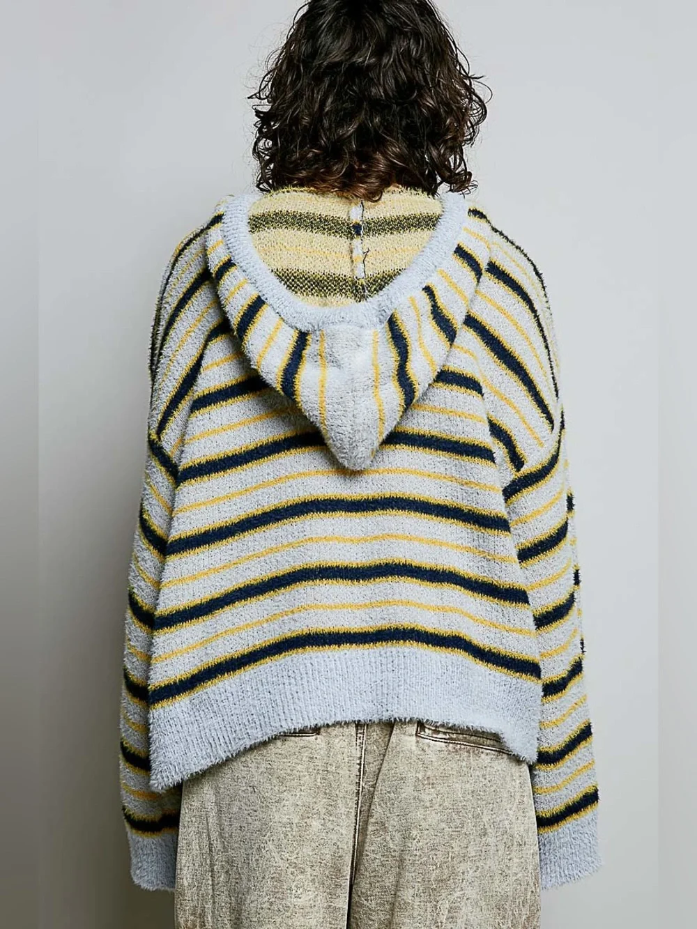 POL “ West Coast Varsity Hoodie “ Striped Sweater | Light Blue